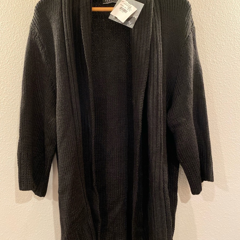 NWT Peruvian Connection Kimono Sweater‎ Small Black Solstice Knit Open Front